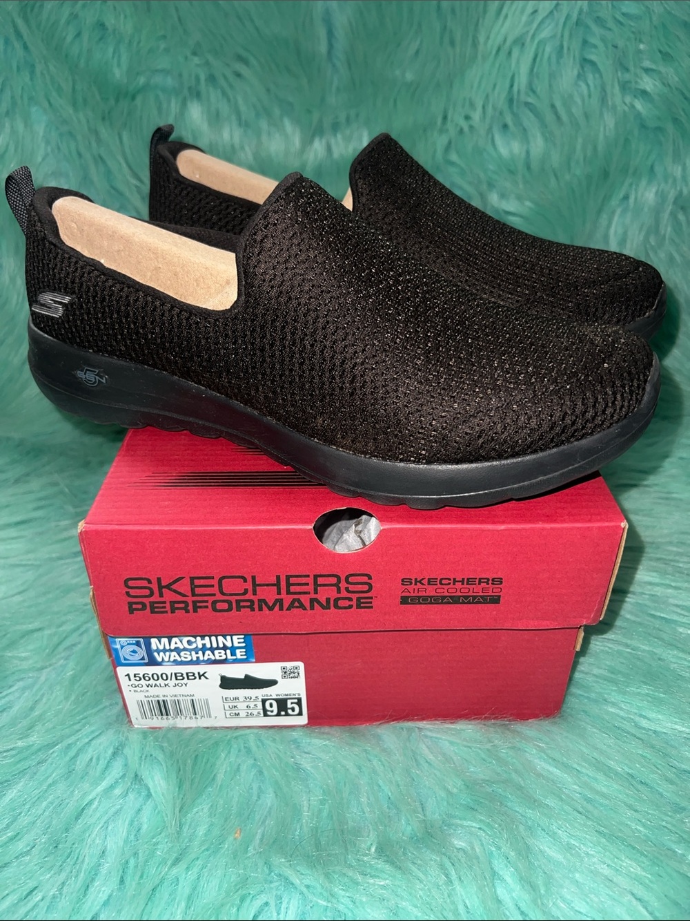 Skechers Black Knit Slip-On Performance Shoes Go Walk Joy Size 9.5